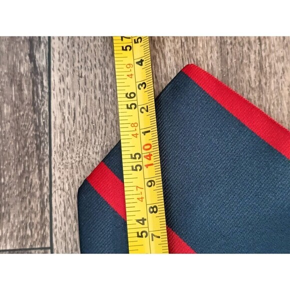 Tommy Hilfiger Tie Striped Blue Red 57 Inches Italian Silk Vintage - Picture 5 of 6